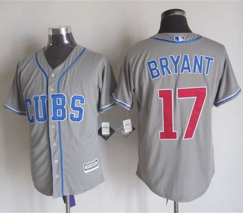 Cubs #17 Kris Bryant Grey Alternate Road New Cool Base Stitched MLB Jersey - Click Image to Close